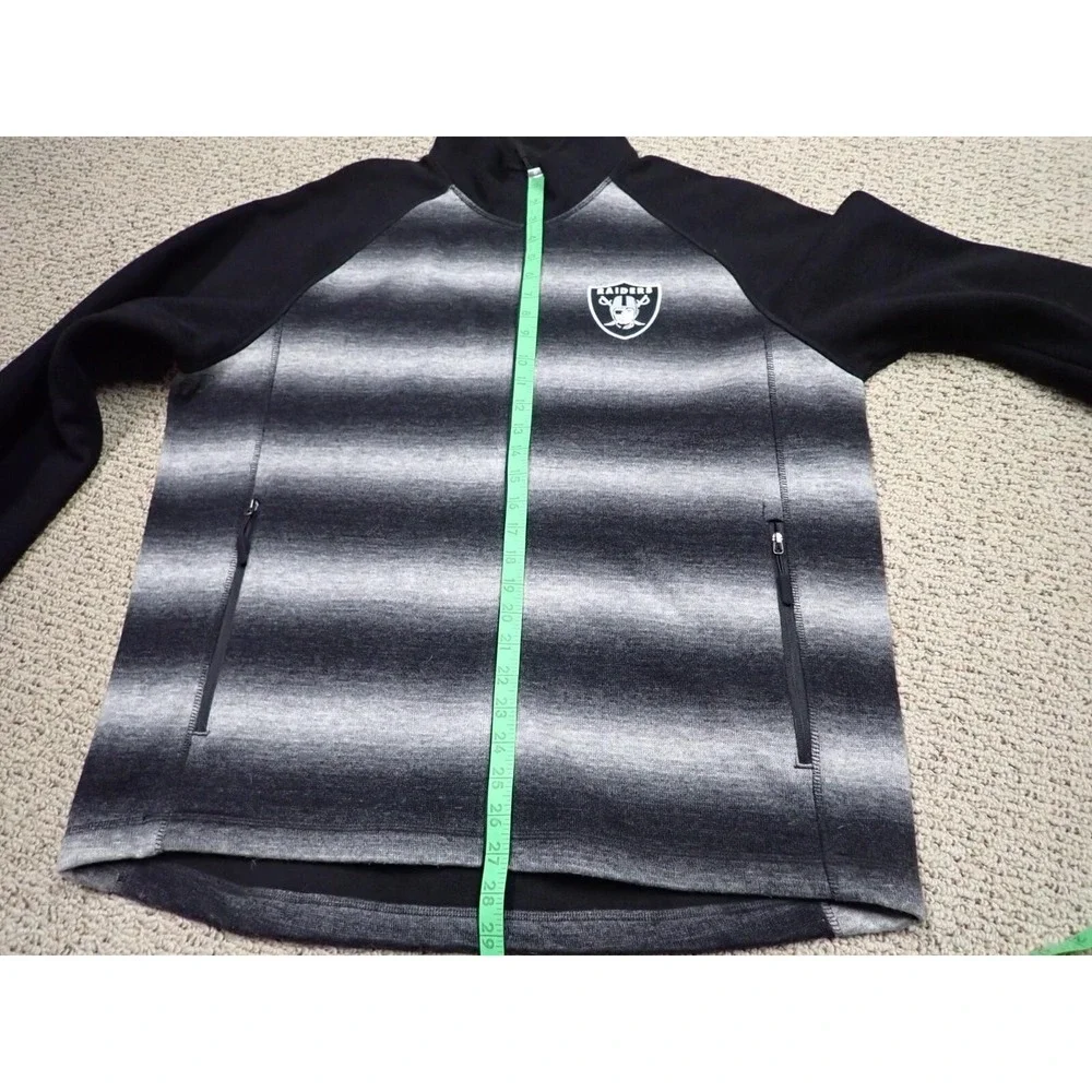NFL G-III Raiders Jacket Mens Large‎ Black Grey Excellent Gradient Zip Fleece